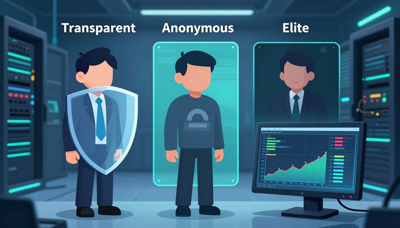 Transparent vs. Anonymous vs. Elite Proxies Explained